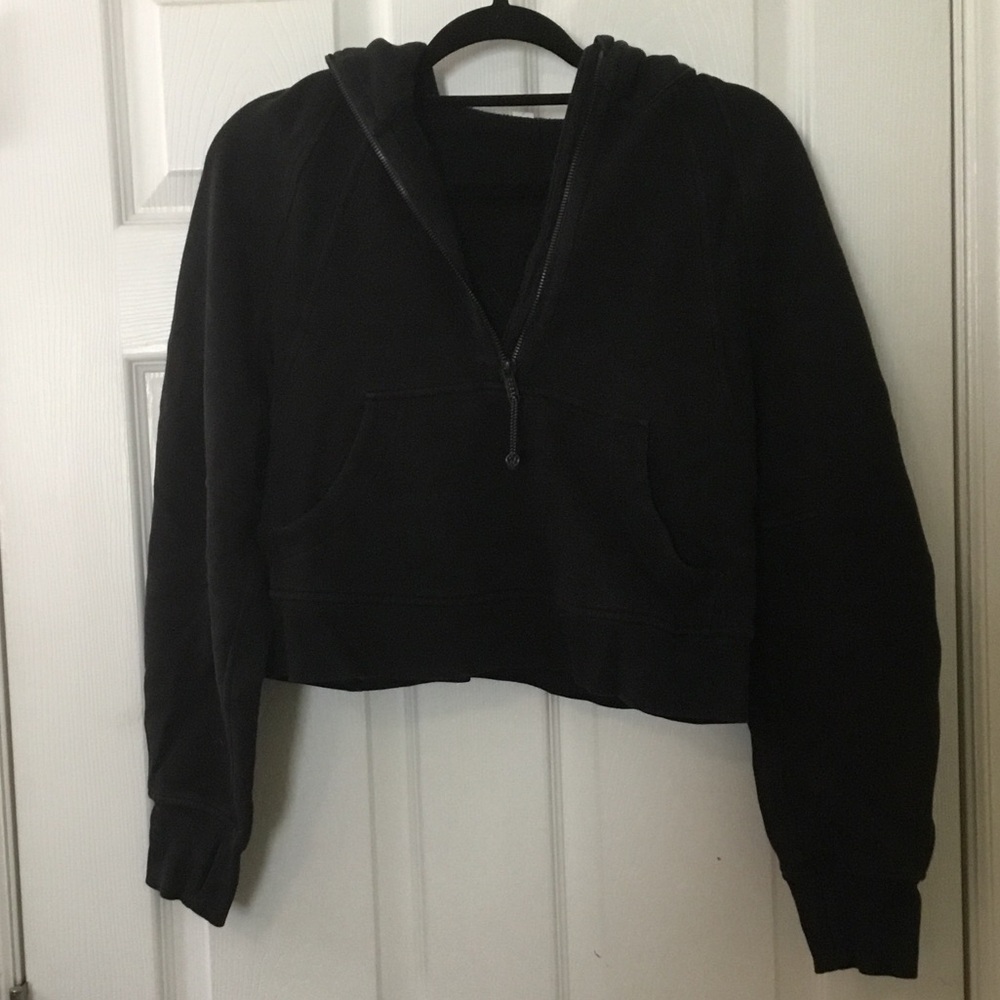 lululemon athletica Black Cropped Half‑Zip Hoodie